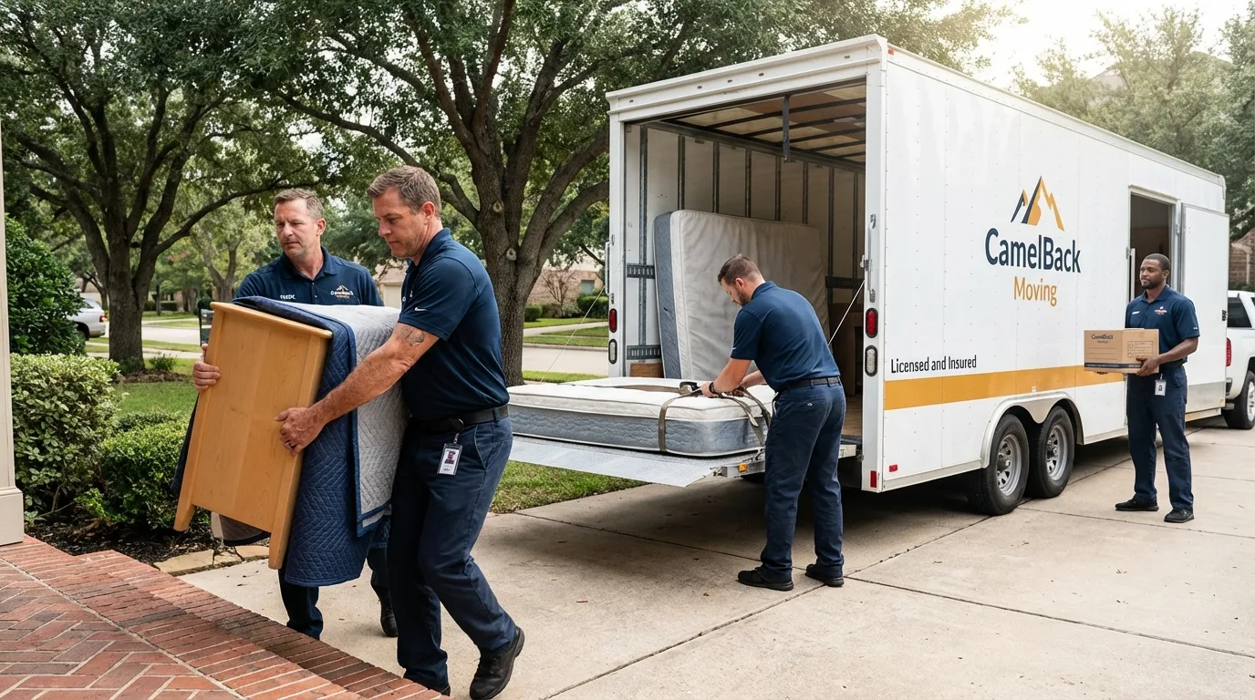 Crew loading residential truck for cross-state move from Goochland, VA